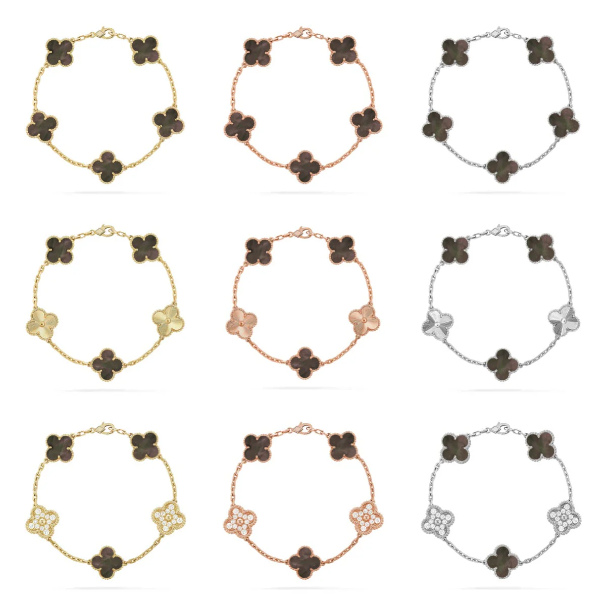 [Marins] CLOVER 5 MOTIF GRAY MOP BRACELET COLLECTION