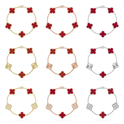 [Marins] CLOVER 5 MOTIF RED CORNELIAN BRACELET COLLECTION