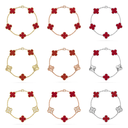 [Marins] CLOVER 5 MOTIF RED CORNELIAN BRACELET COLLECTION