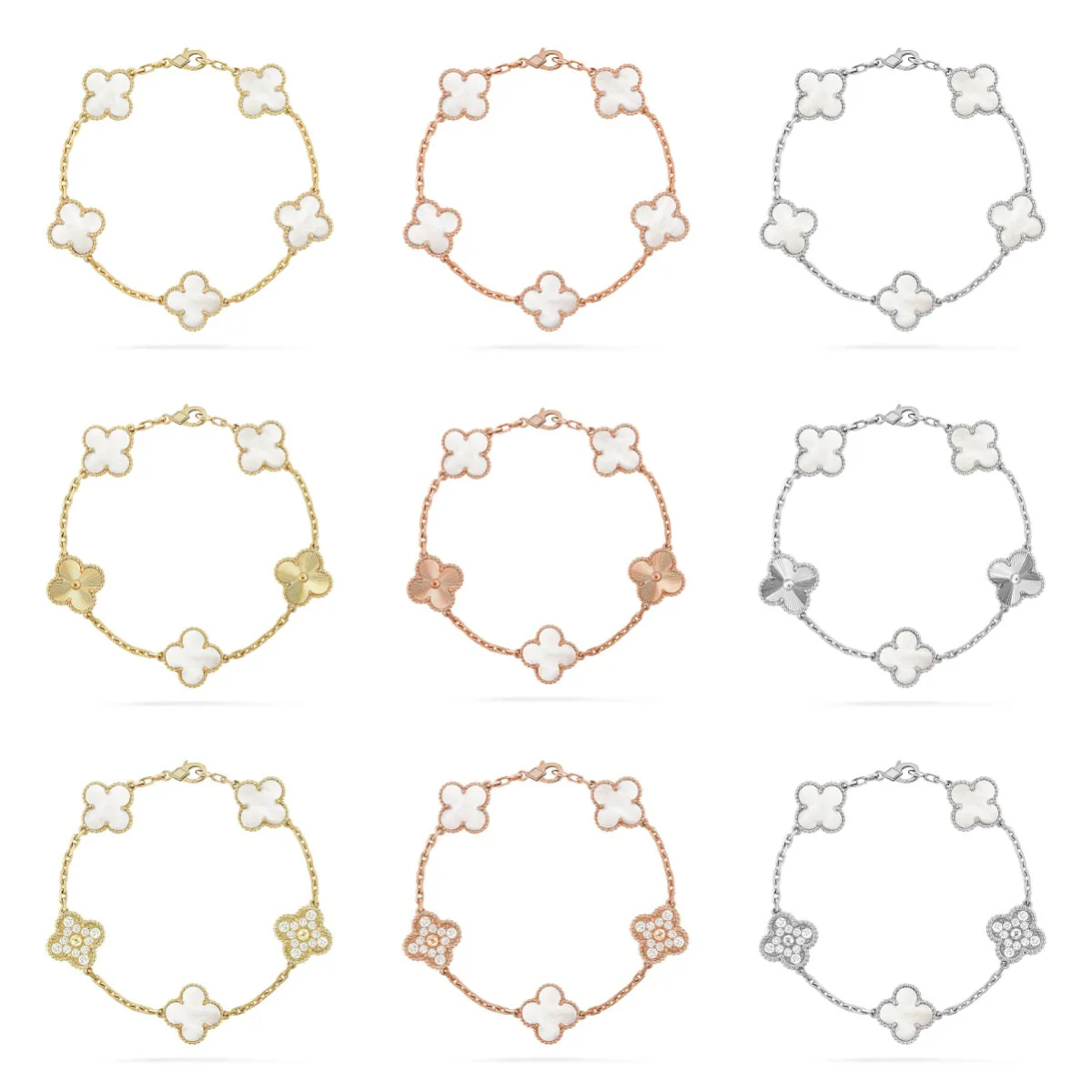 [Marins]CLOVER WHITE PEARL MOP 5 MOTIF BRACELET COLLECTION