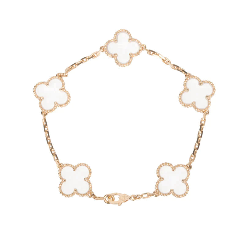 [Marins]CLOVER 5 MOTIF ROCK CRYSTAL BRACELET
