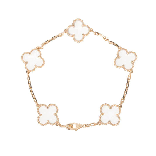 [Marins]CLOVER 5 MOTIF ROCK CRYSTAL BRACELET