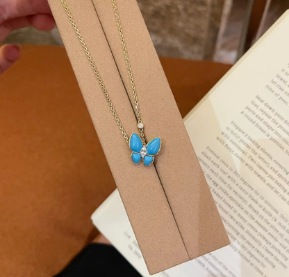 [Marins]Turquoise Butterfly Gold Necklace
