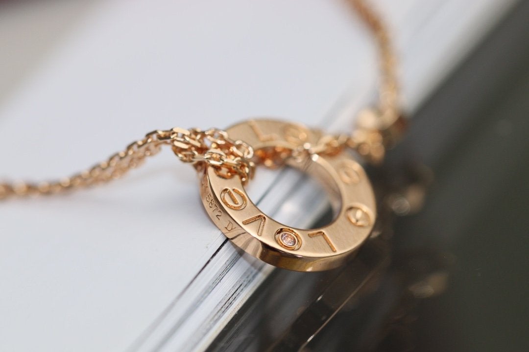 [Marins]LOVE NECKLACE ADJUSTABLE ROSE GOLD 2 DIAMOND