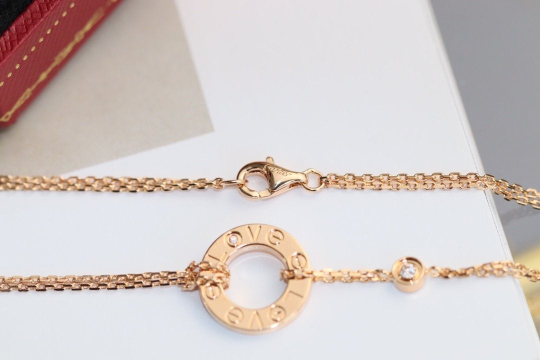 [Marins]LOVE NECKLACE ADJUSTABLE ROSE GOLD 2 DIAMOND