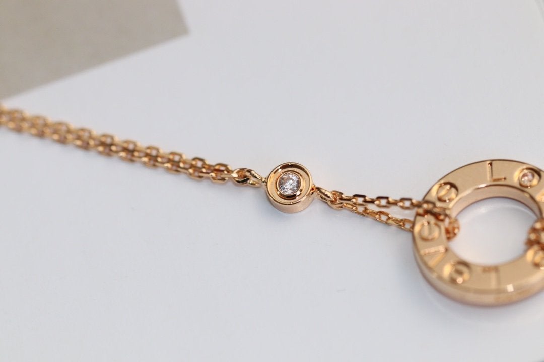 [Marins]LOVE NECKLACE ADJUSTABLE ROSE GOLD 2 DIAMOND