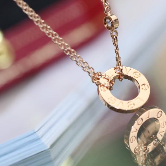 [Marins]LOVE NECKLACE ADJUSTABLE ROSE GOLD 2 DIAMOND