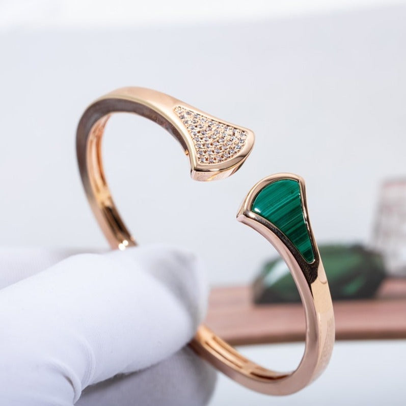 [Marins]DREAM BRACELET OPEN MALACHITE PINK GOLD