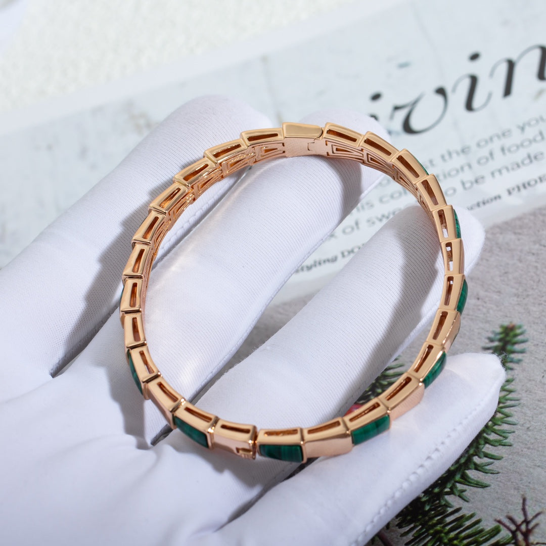 [Marins]SERPENTI BRACELET PINK GOLD MALACHITE