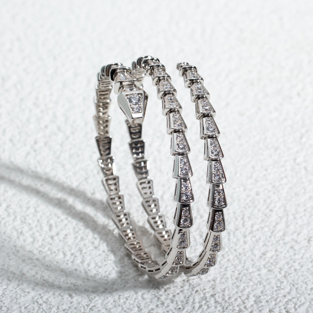 [Marins]SERPENTI BRACELET SILVER DIAMOND DOUBLE ROW