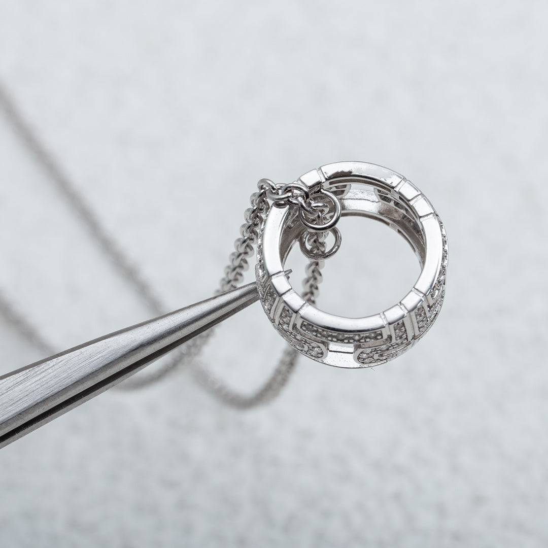[Marins]PARENTESI NECKLACE SILVER DIAMOND