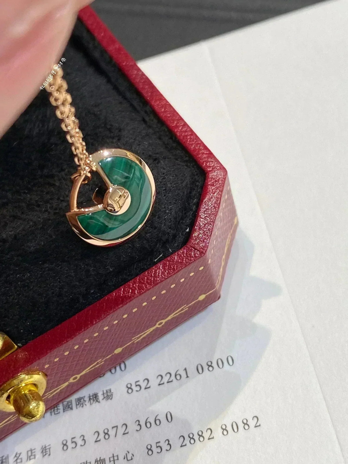 [Marins]AMULETTE ROSE GOLD MALACHITE NECKLACE