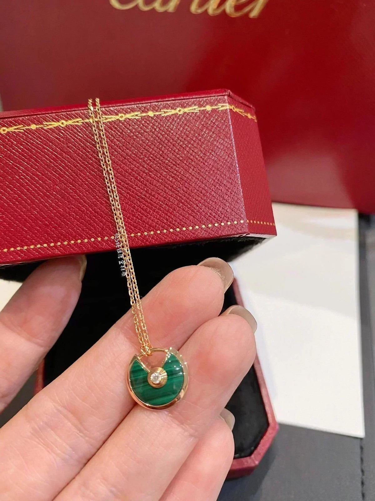 [Marins]AMULETTE ROSE GOLD MALACHITE NECKLACE