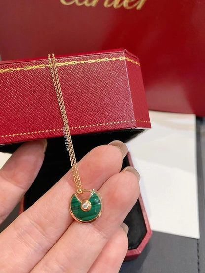 [Marins]AMULETTE ROSE GOLD MALACHITE NECKLACE
