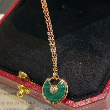 [Marins]AMULETTE ROSE GOLD MALACHITE NECKLACE