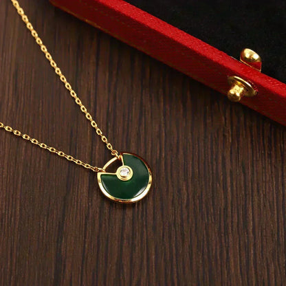 [Marins]AMULETTE GOLD MALACHITE NECKLACE