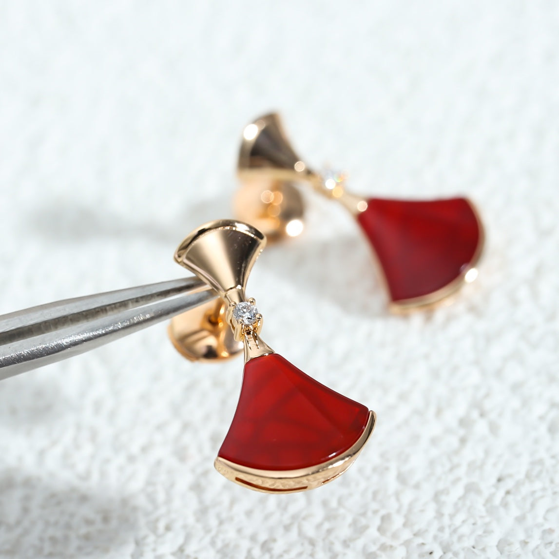 [Marins]DREAM Carnelian PINK GOLD EARRINGS