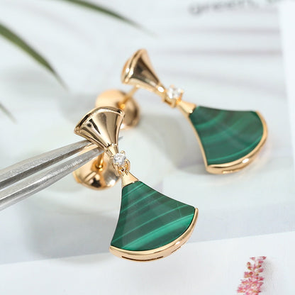 [Marins]DREAM MALACHITE PINK GOLD EARRINGS