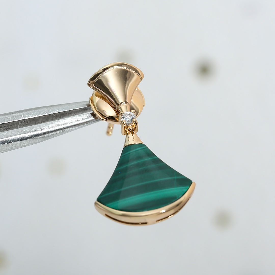[Marins]DREAM MALACHITE PINK GOLD EARRINGS