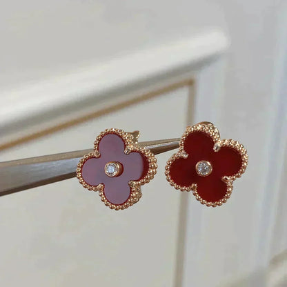 [Marins]CLOVER MEDIUM 1 MOTIFS CARNELIAN  DIAMOND earrings