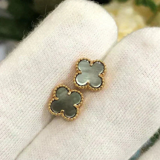 [Marins]CLOVER MINI 9.5MM GRAY MOP EARRINGS
