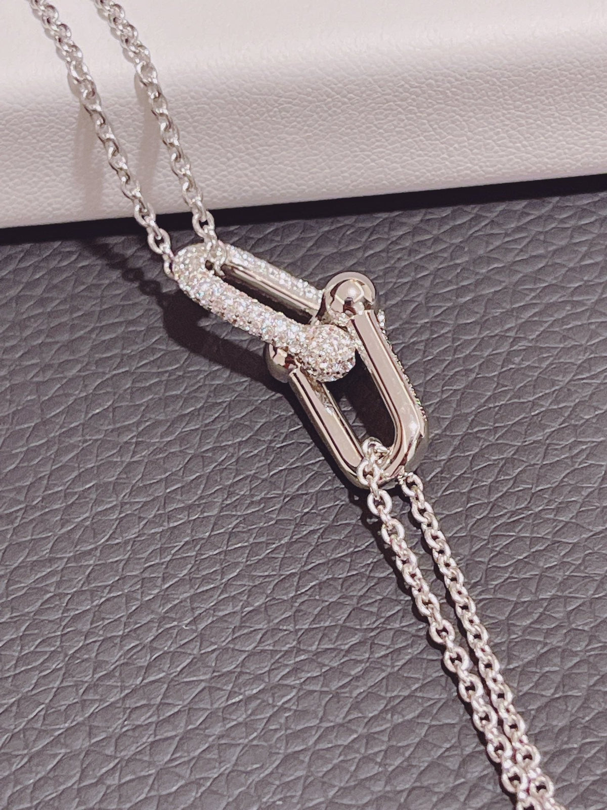 [Marins]HARDWEAR DOUBLE LINK PEDANT SILVER DIAMOND NECKLACE