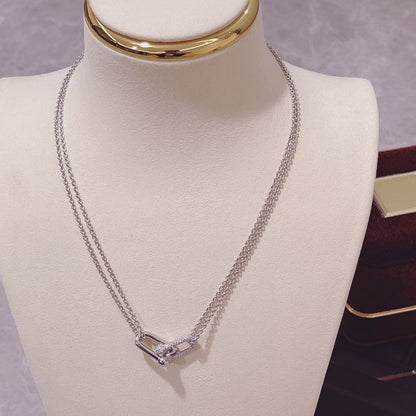 [Marins]HARDWEAR DOUBLE LINK PEDANT SILVER DIAMOND NECKLACE