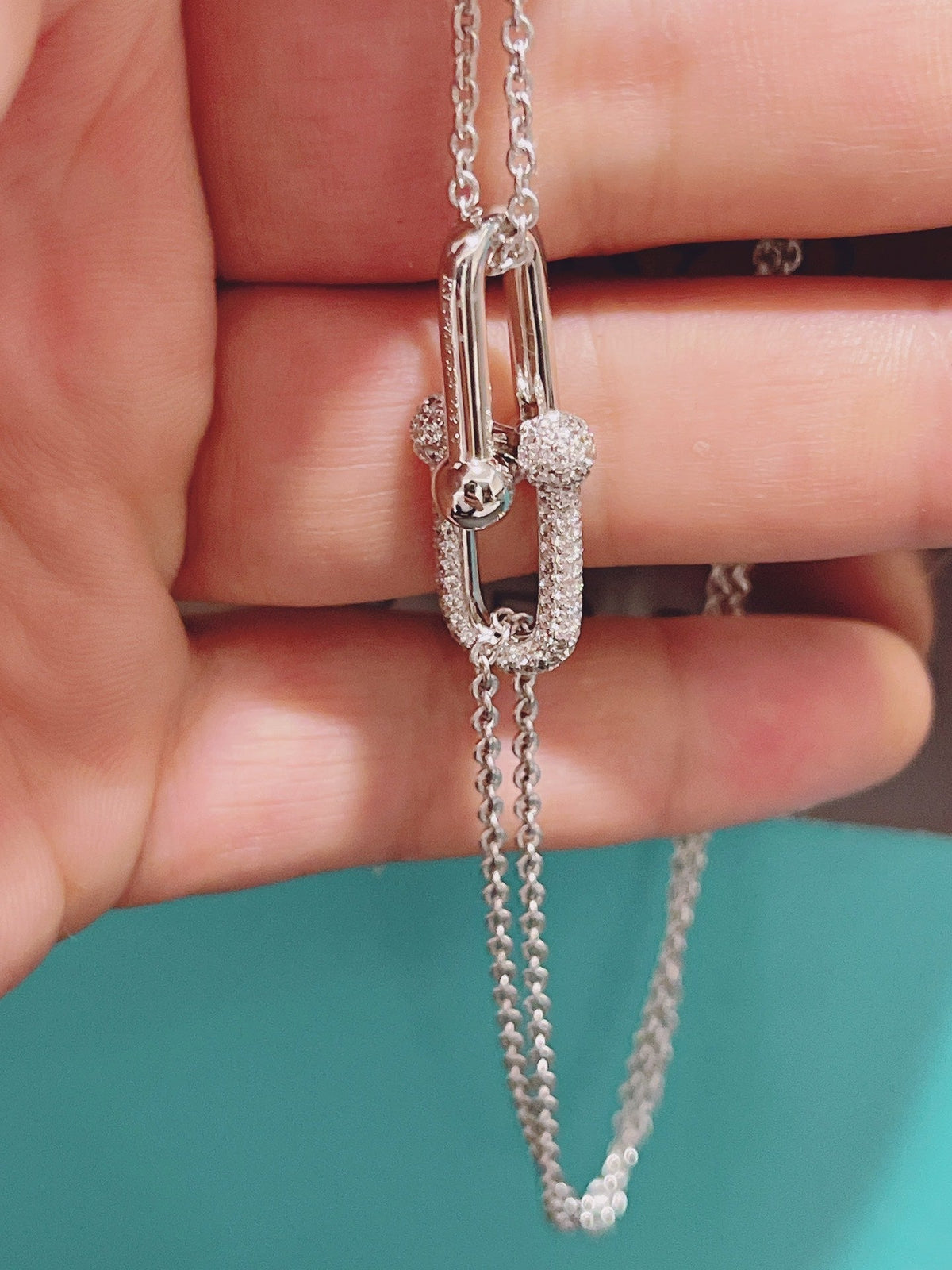 [Marins]HARDWEAR DOUBLE LINK PEDANT SILVER DIAMOND NECKLACE
