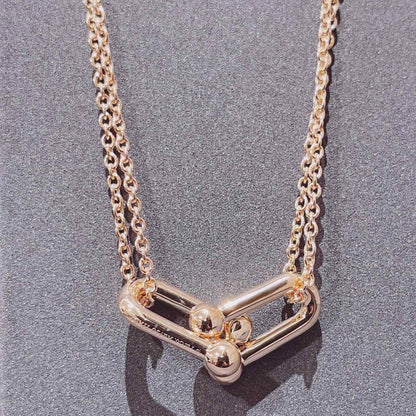 [Marins]HARDWEAR DOUBLE LINK PEDANT PINK GOLD NECKLACE