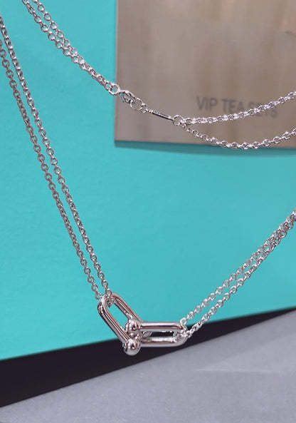 [Marins]HARDWEAR DOUBLE LINK PEDANT SILVER NECKLACE