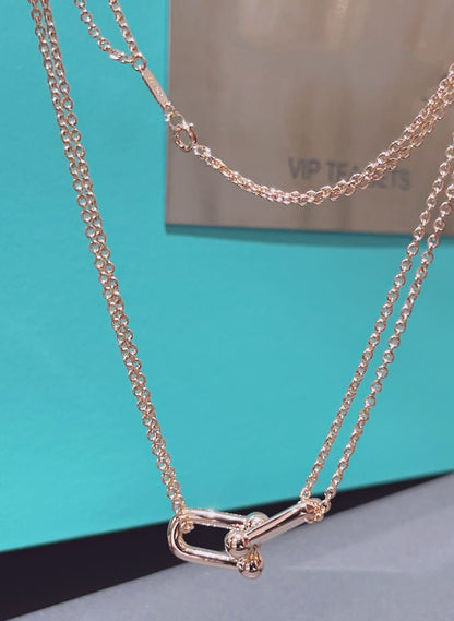 [Marins]HARDWEAR DOUBLE LINK PEDANT PINK GOLD NECKLACE