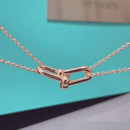 [Marins]HARDWEAR DOUBLE LINK PEDANT PINK GOLD NECKLACE