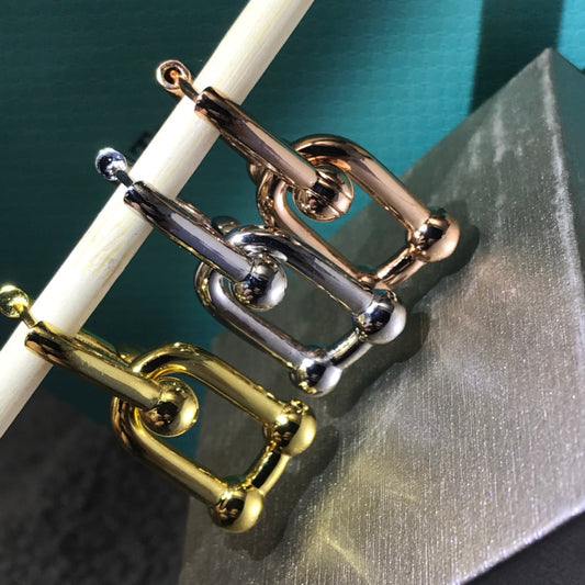 [Marins]HARDWARE DROP EARRINGS DOUBLE LINK