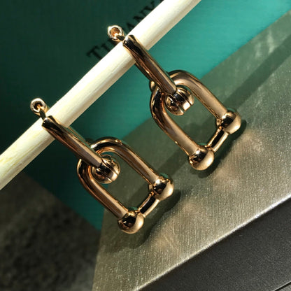 [Marins]HARDWARE DROP EARRINGS DOUBLE LINK