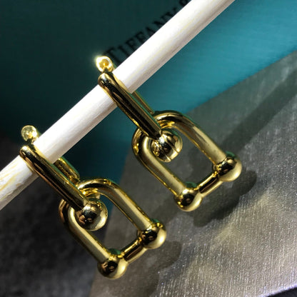[Marins]HARDWARE DROP EARRINGS DOUBLE LINK