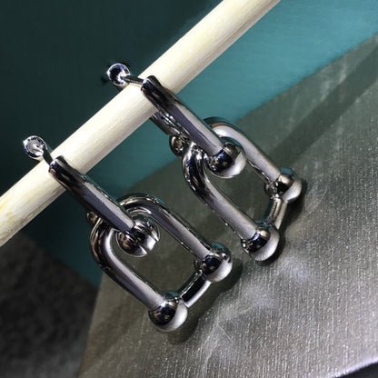 [Marins]HARDWARE DROP EARRINGS DOUBLE LINK