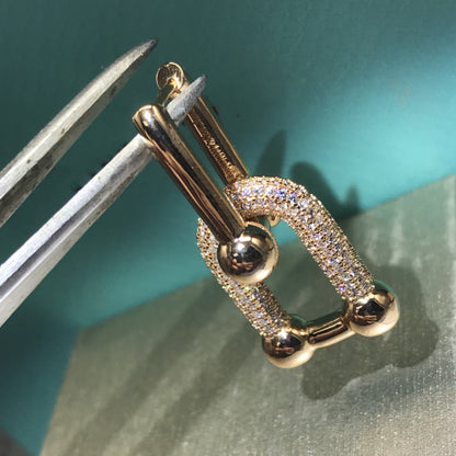 [Marins]HARDWARE DROP EARRINGS DOUBLE LINK DIAMOND