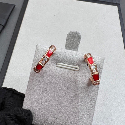 [Marins]SERPENTI CARNELIAN PINK GOLD EARRINGS