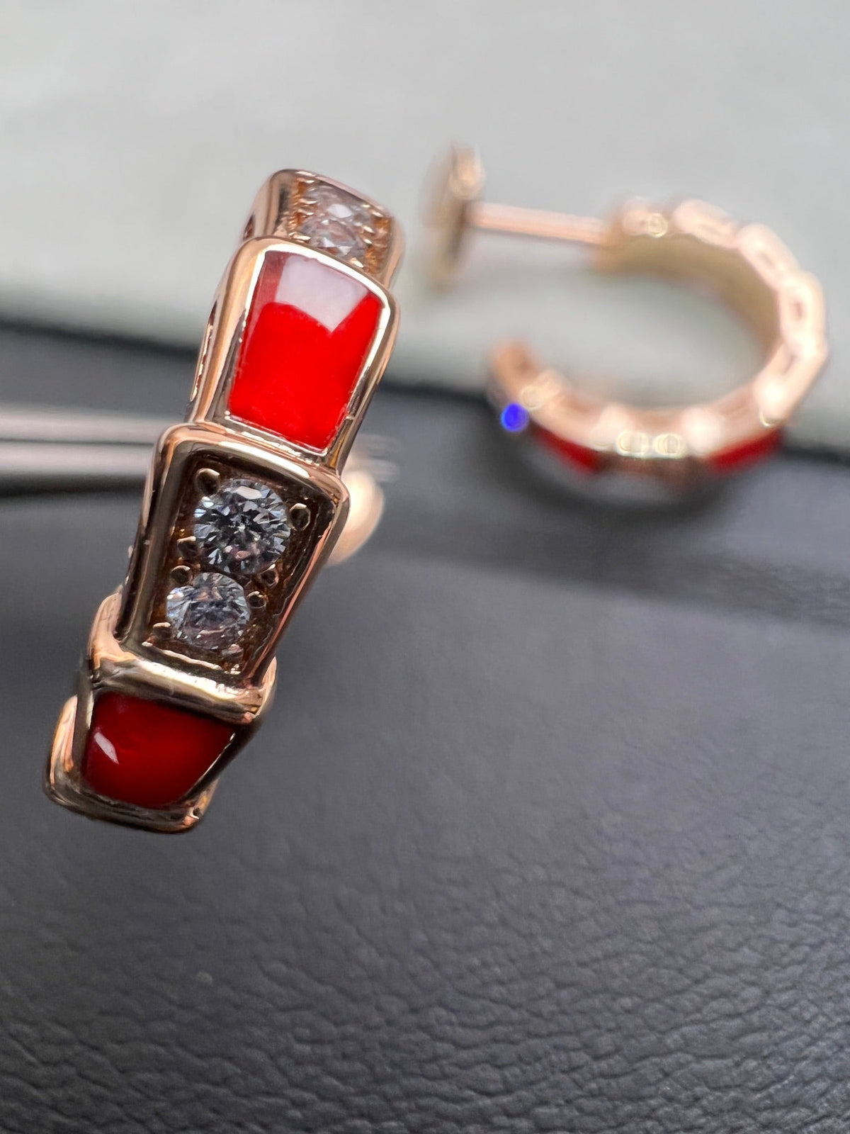 [Marins]SERPENTI CARNELIAN PINK GOLD EARRINGS