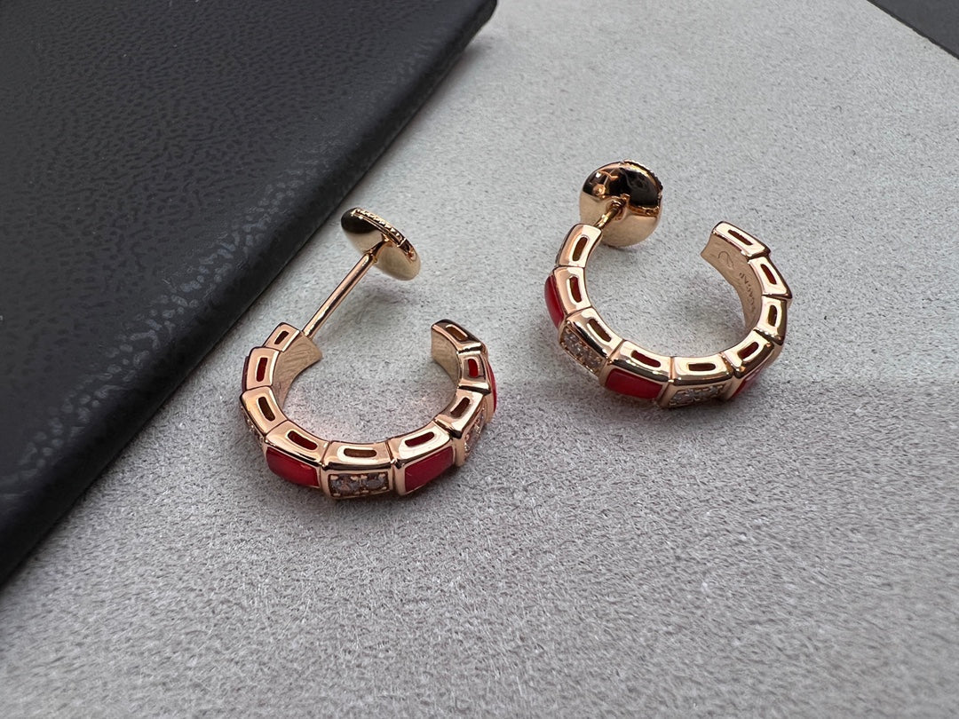 [Marins]SERPENTI CARNELIAN PINK GOLD EARRINGS