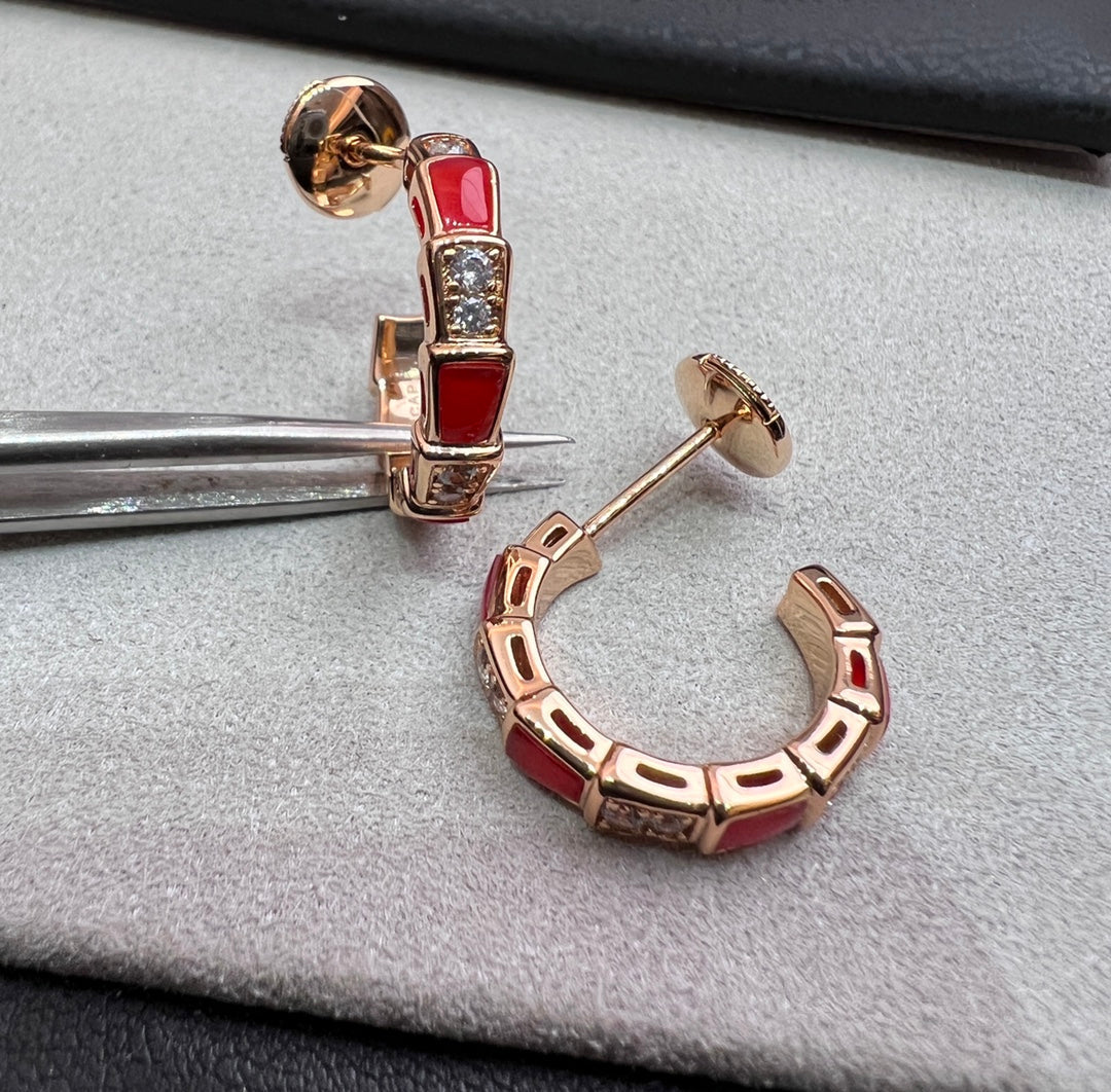 [Marins]SERPENTI CARNELIAN PINK GOLD EARRINGS