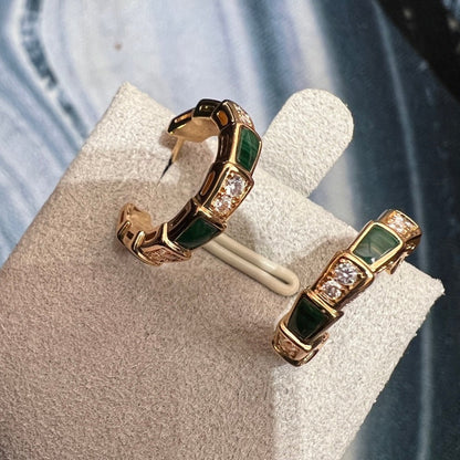 [Marins]SERPENTI MALACHITE PINK GOLD EARRINGS