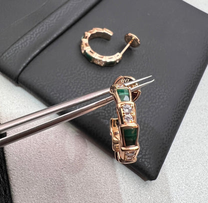 [Marins]SERPENTI MALACHITE PINK GOLD EARRINGS