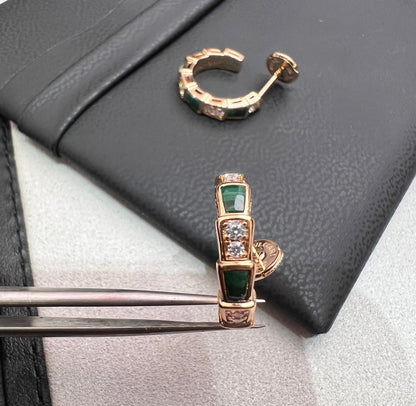 [Marins]SERPENTI MALACHITE PINK GOLD EARRINGS