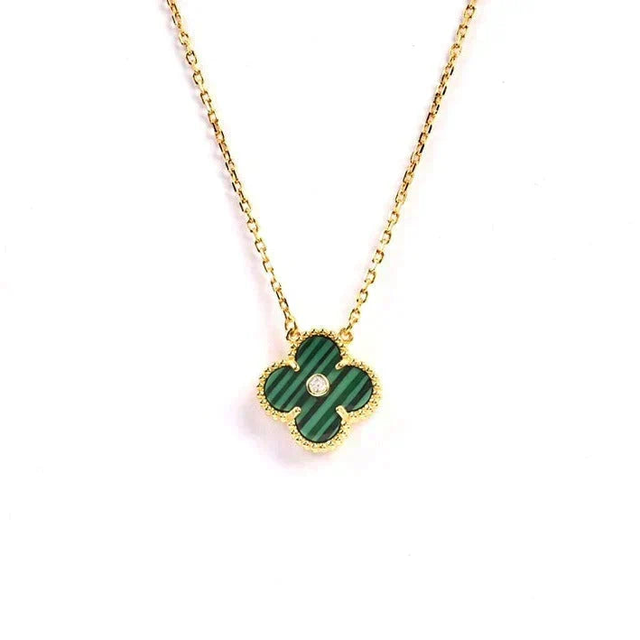 [Marins]CLOVER 15MM DIAMOND TURQUOISE NECKLACE