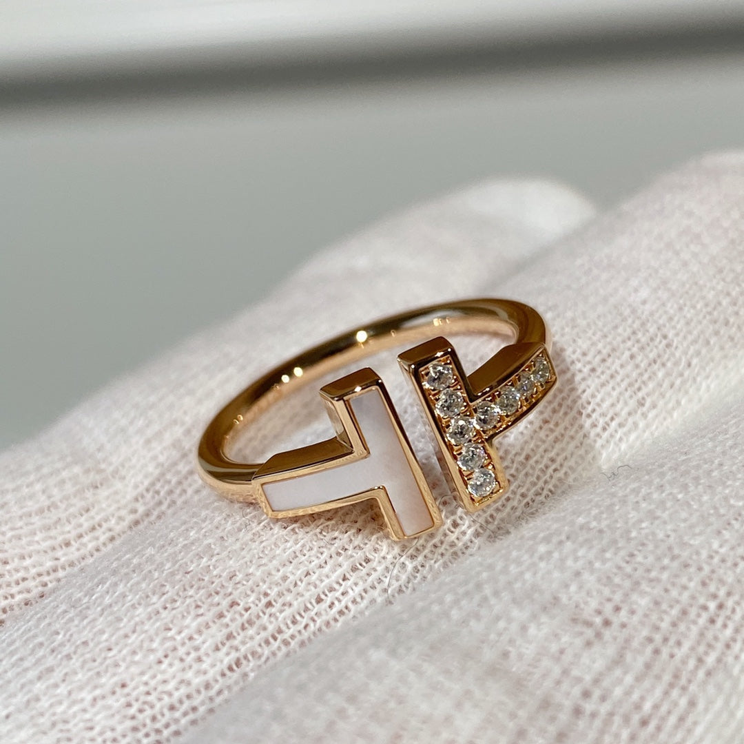 [Marins]T WIRE MOP DIAMOND RING PINK GOLD