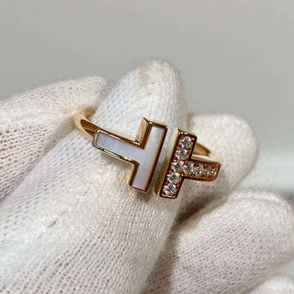 [Marins]T WIRE MOP DIAMOND RING PINK GOLD