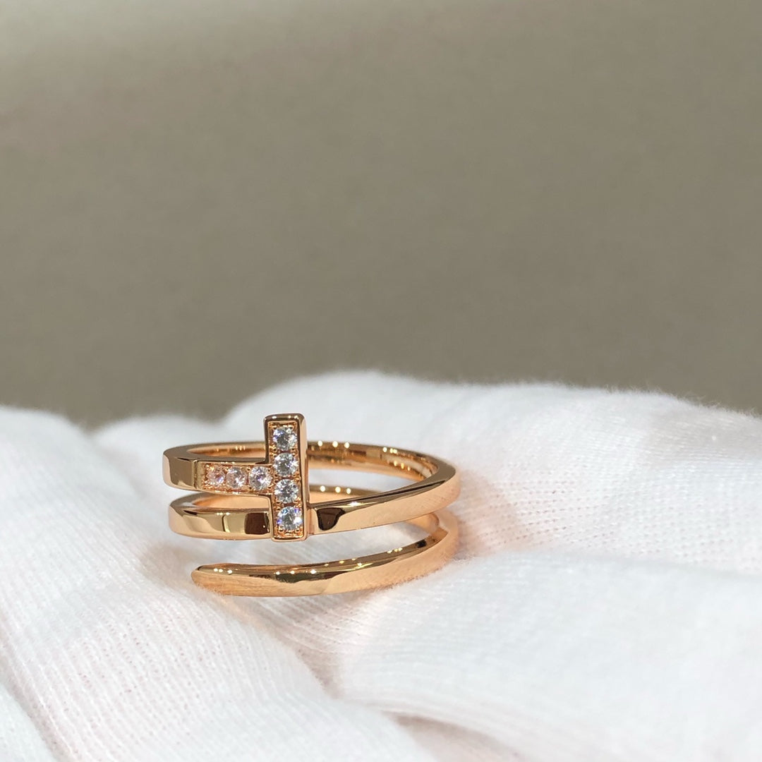 [Marins]T WIRE DOUBLE ROWS RING PINK GOLD