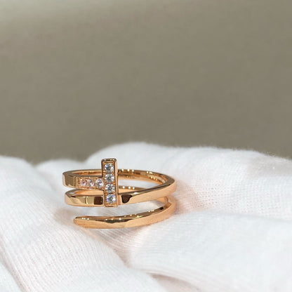 [Marins]T WIRE DOUBLE ROWS RING PINK GOLD
