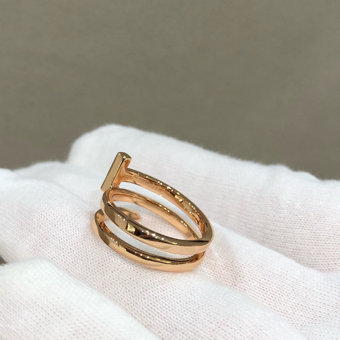[Marins]T WIRE DOUBLE ROWS RING PINK GOLD